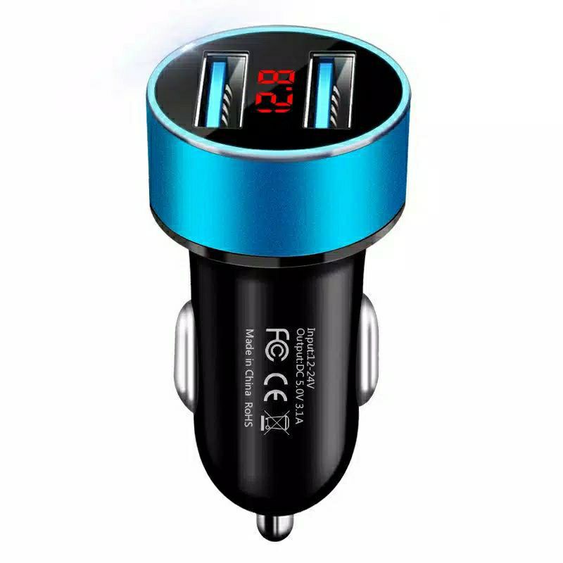 Car Charger Hp Mobil LED Indicator Fast Charging 2 Port USB