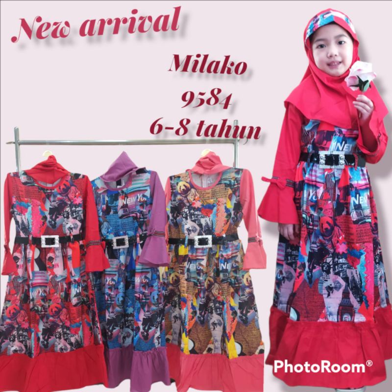 Gamis anak usia 7-9th motif koran