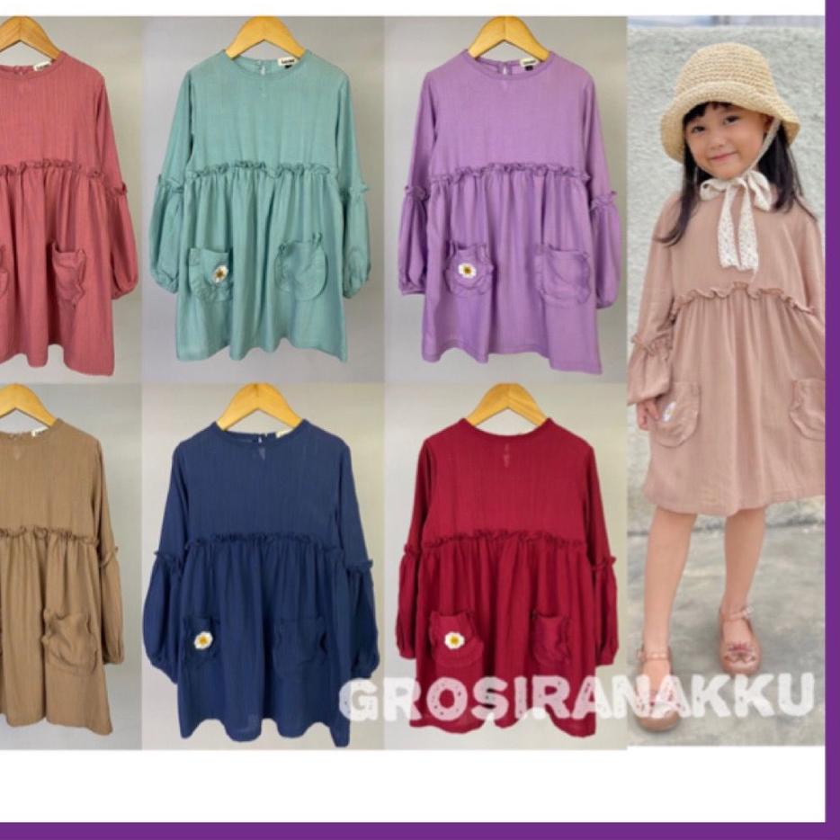 Tunik Anak Rayon Crinkle Lucuna Hawa Mix Warna 2-10thn