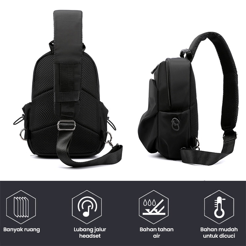 Highland Tas Selampang Pria Casual bahan Anti Air Waterproof Sling Bag Tas Bahu Slempang Cowok Import TS710