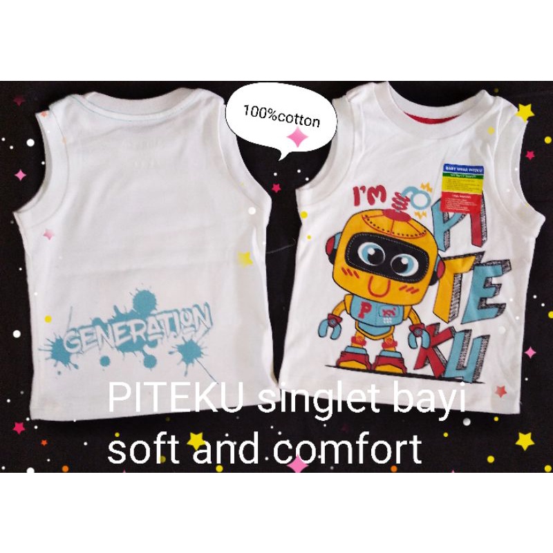 piteku kaos atasan singlet bayi anak 6-18 m