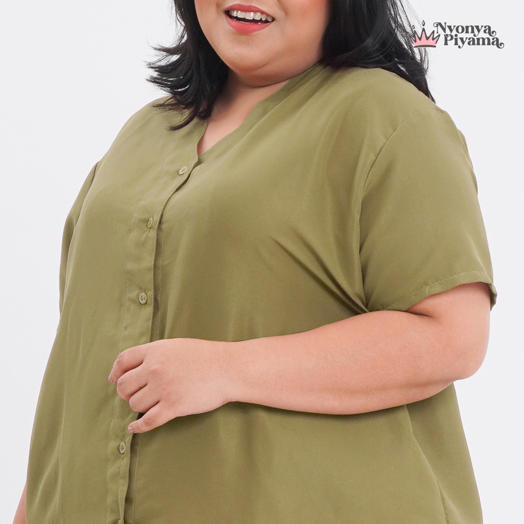 Nyonya Piyama Poly Bamboo Set Piyama Jumbo (Biscotti Polos Oversized Cozy)-2