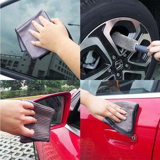 9 Pcs Car Wash Microfiber Set / Kain Lap Cuci Mobil Premium Quality