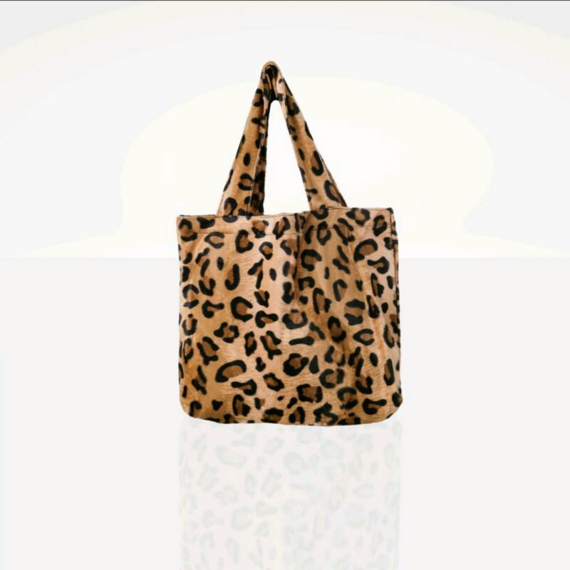 Tote Bag Bulu Wanita Motip Sapi Loreng Zebra