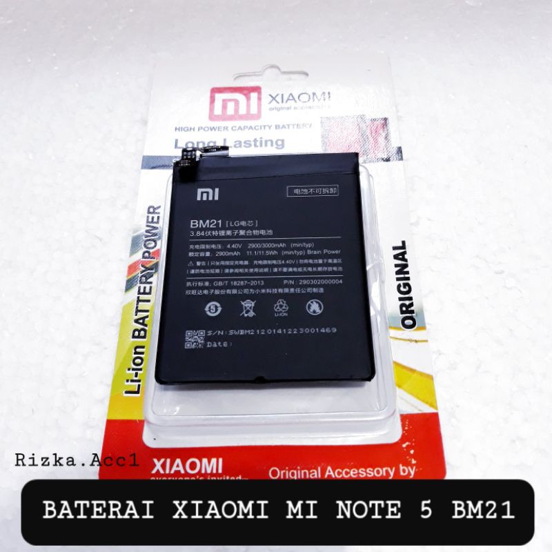 Baterai Batre Xiaomi Mi Note 5 BM21 BM-21 Original Battery Handphone