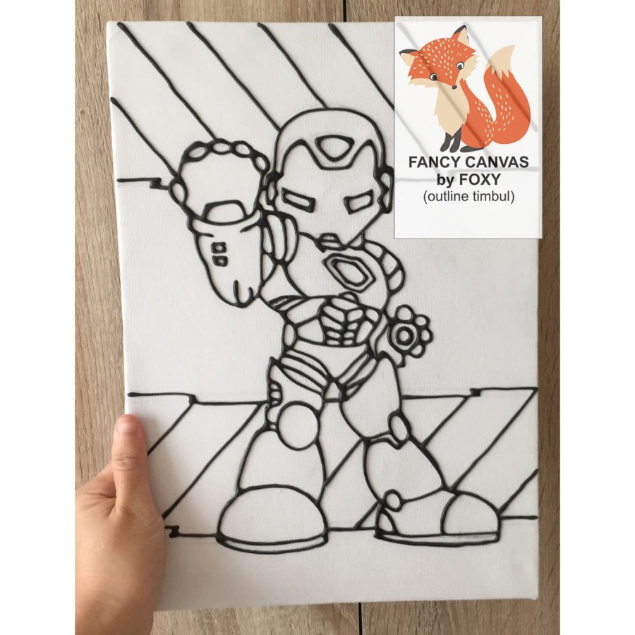 

READY KANVAS LUKIS ANAK OUTLINE TIMBUL GAMBAR - ROBOT IRON MAN PERALATAN MELUKIS ANAK