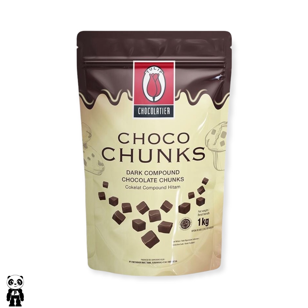 

Tulip Choco Chunks 1Kg Coklat Compound Hitam Dark Chocolate Compound