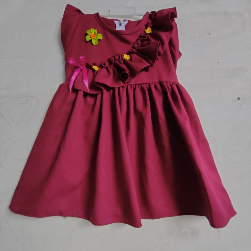 Dress anak cewek perempuan 1 2 tahun ( dress moscrepe bunga rempel )