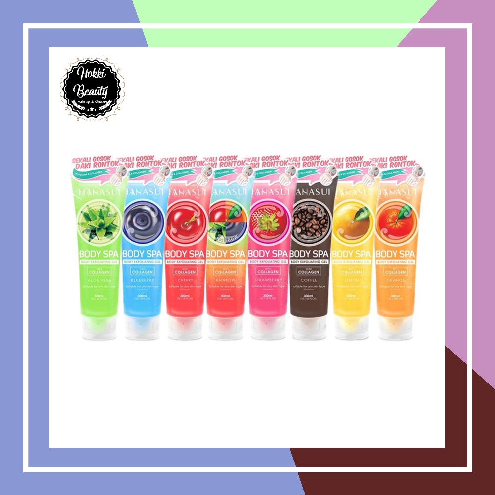 Hanasui Body Spa Exfoliating Gel Rainbow, orange, cherry, aloevera dll With Collagen