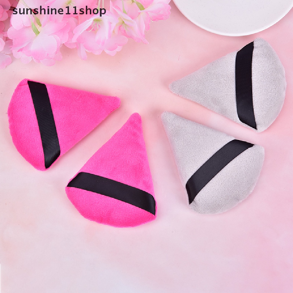 Sho 2pcs Spons Puff Velvet Bentuk Segitiga Untuk Foundation