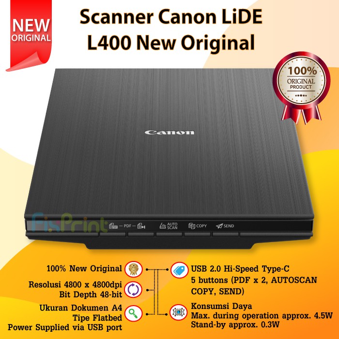 RESMI Canon Scan LiDE L400 400 Flatbed Scanner Canon A4 Pengganti LiDe 220 Bergaransi