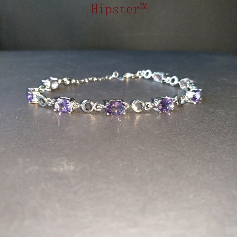 Exquisite Refined Grace Fashion Inlaid Purple Gemstone Bracelet