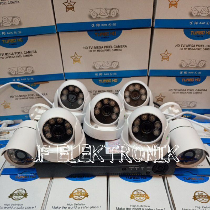 Paket cctv 8ch Ahd 5mp 1080p 7 kamera komplit tinggal pasang