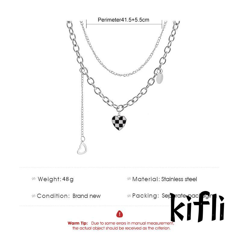 Kalung Rantai,Panjang Wanita,Liontin,Papan Catur Lapis Ganda