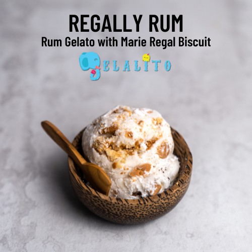 

Gelato - REGALLY RUM (Rum Flavor with Regal Biscuit Crumble Gelato) 500ml - Gelalito - Dessert - Eskrim Ice Cream