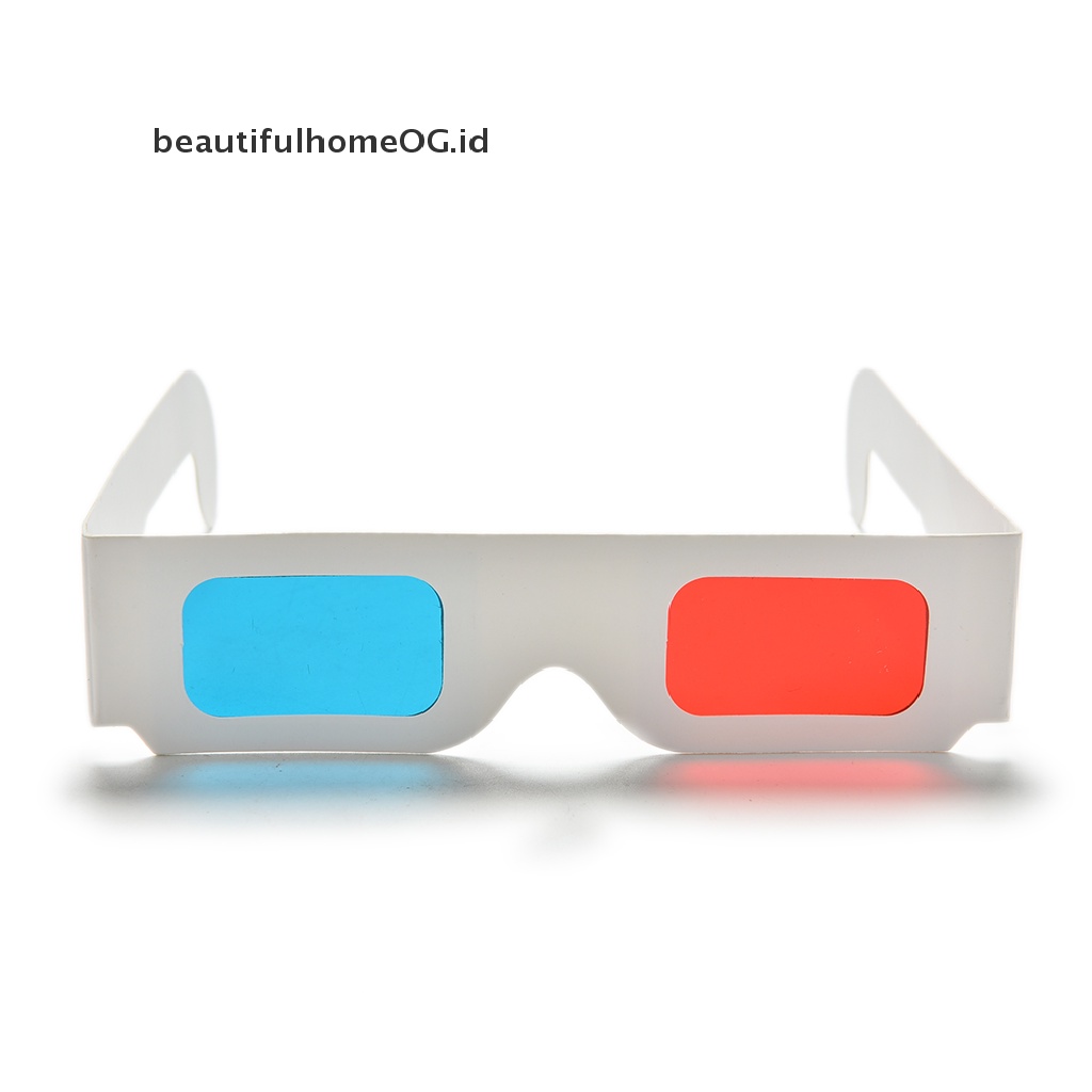 10pcs Kacamata 3D Universal Bahan Kardus Warna Merah Biru Cyan