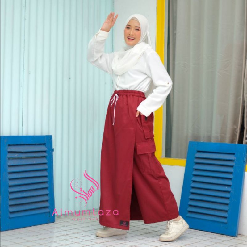 Rok celana drill| rok celana katun drill | rok celana outdoor | rok celana saku cargo- Almumtaza Muslimah