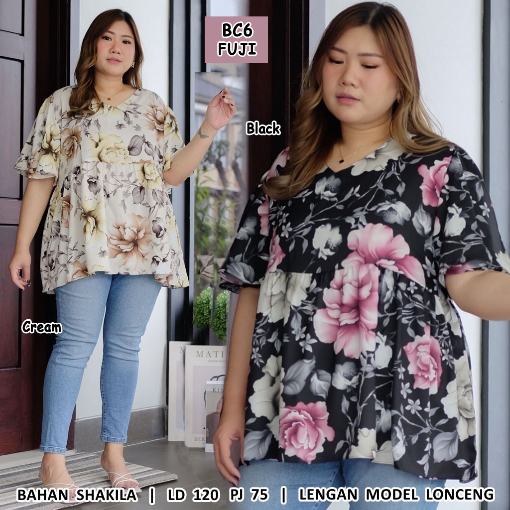 BIGCLO - (COD) Blouse Jumbo BC6 Atasan Wanita Lengan Panjang Bigsize