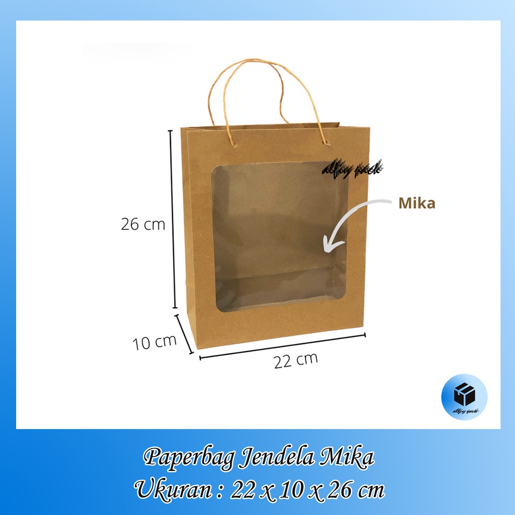 

1pack berisi 10pcs PAPERBAG BROWN WINDOW PAPER BAG JENDELA MIKA POLOS UKURAN 22X10X26 CM TAS KERTAS COKLAT SHOPPING BAG GOODIE BAG GIFT BOX