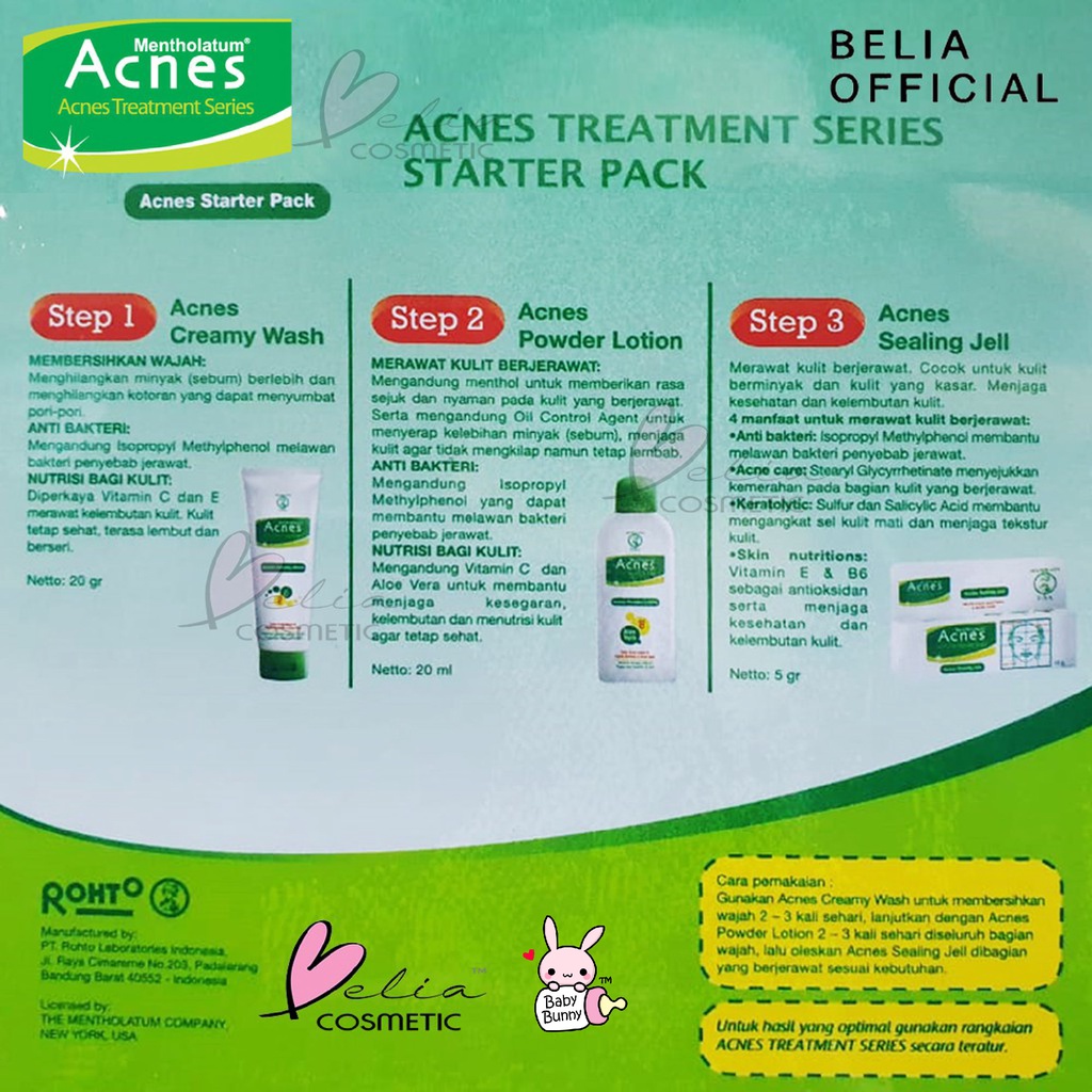 ❤ BELIA ❤ Acnes Starter Pack | travel kit | Acnes Creamy Wash | Acnes Powder Lotion | Acnes Sealing Jell | BPOM