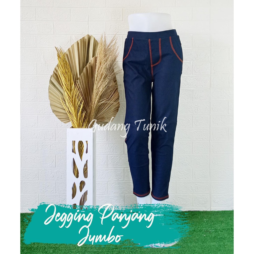 Celana Jegging Jeans Wanita Dewasa Jumbo Polos Jeans Streach