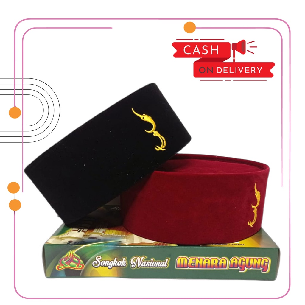 Peci Songkok Kujang siliwangi Merah Hitam Betawi Bordir Anak Dewasa
