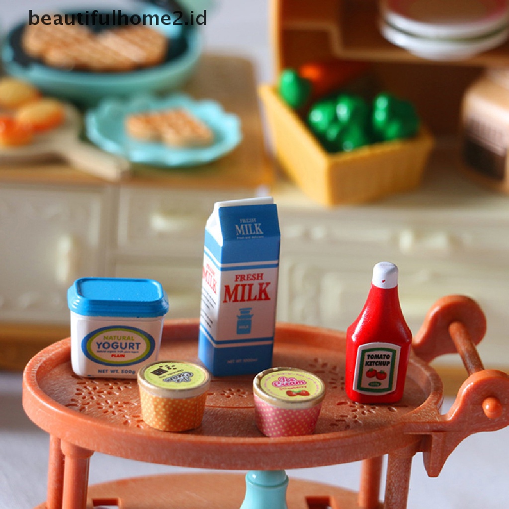 (Beautifulhome2.Id) 5pcs / Set Mainan Miniatur Saus Tomat / Es / Yogurt Untuk Aksesoris Rumah Boneka