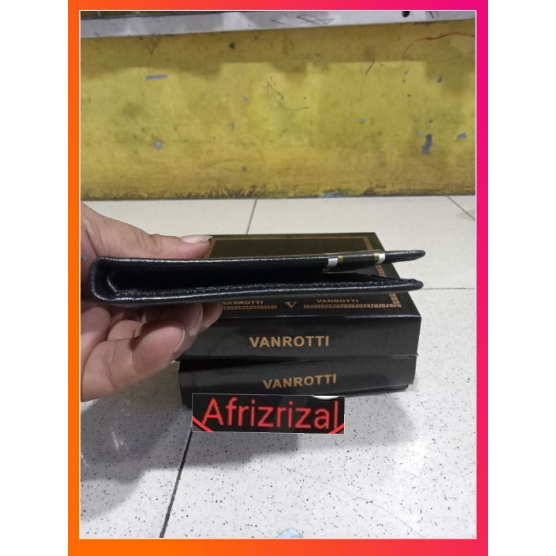 Dompet Kulit Asli Model Mini Slim Ukuran Kecil 8X10 CM Warna Hitam