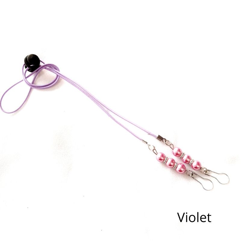 KALUNG MASKER 2 IN 1 MUTIARA / KONEKTOR SEKALIGUS STRAP MASKER HIJAB-KM Violet