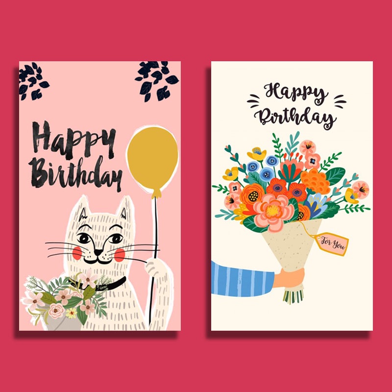 Jual kartu ucapan Happy Birthday | Blank Card | Greeting Card Ver 1