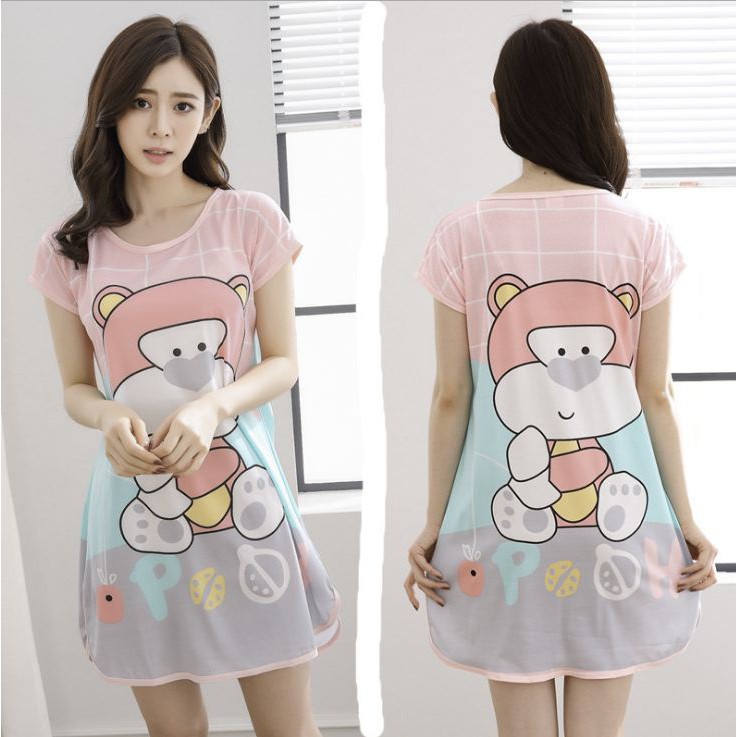 Victoria Pakaian Wanita Import Daster Motif Kartun Longgar Korea Fit XXL 4016