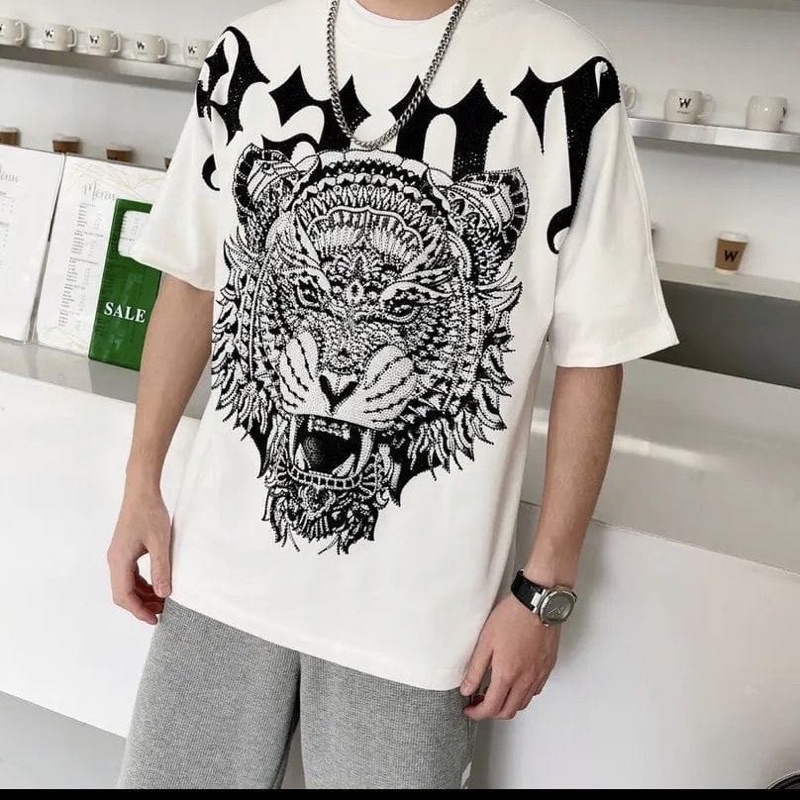 BAJU KAOS OVERSIZE LION TSHIRT COWOK PRIA LENGAN PENDEK PREMIUM