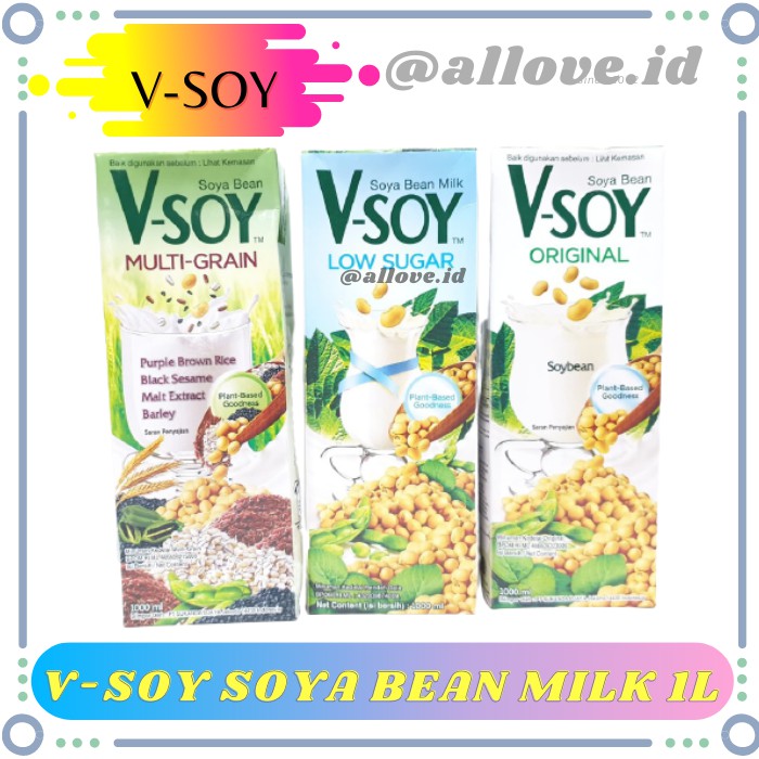 

Vsoy Susu Kedelai Multi Grain/Low Sugar/Original-V-Soy Soya Milk 1 Liter