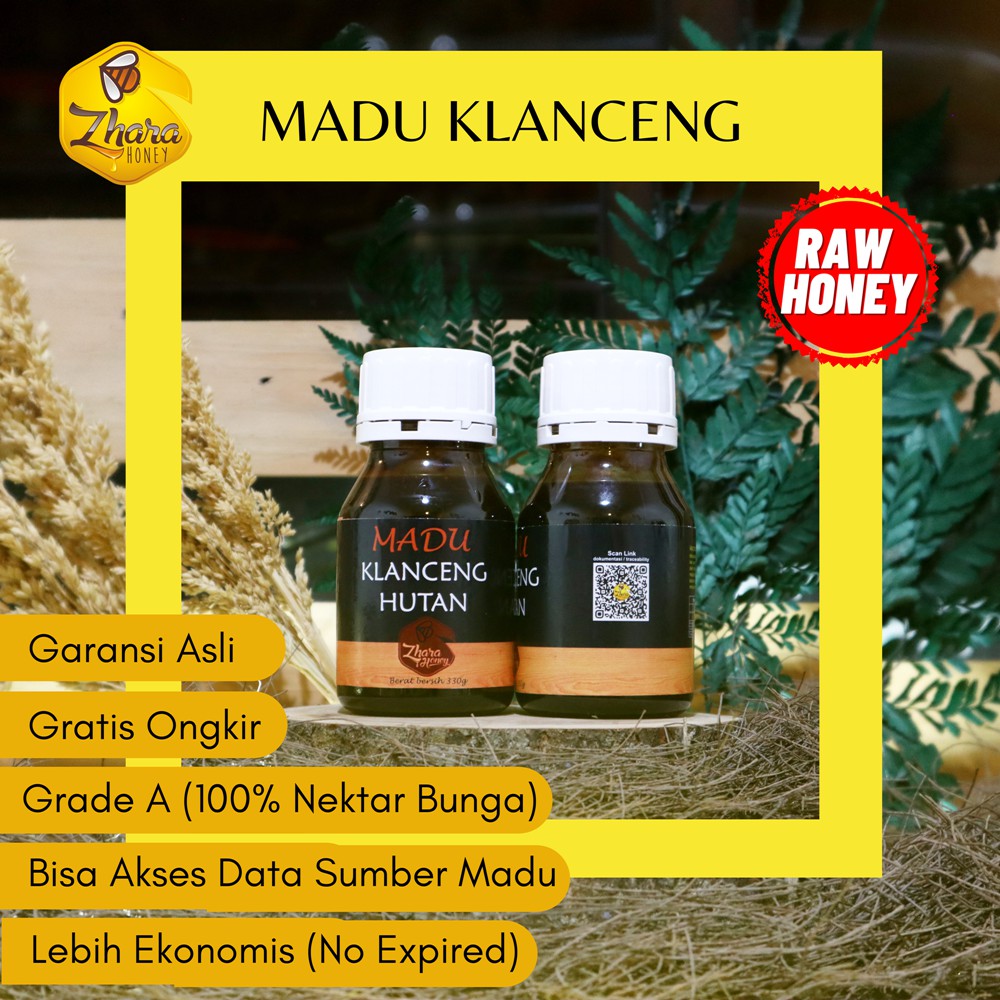 

Madu Klanceng Hutan 330gr Zhara Honey - Madu Asli Murni Raw Pure Honey