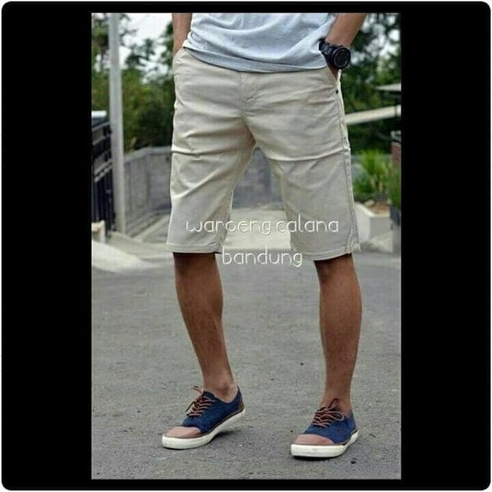 Celana Chino Pendek Item Hitam Premium Quality - Hitam Abu