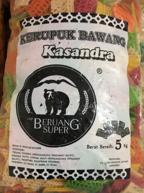 Kerupuk Bawang Kasandra Cap Beruang Super Warna-warni 5kg