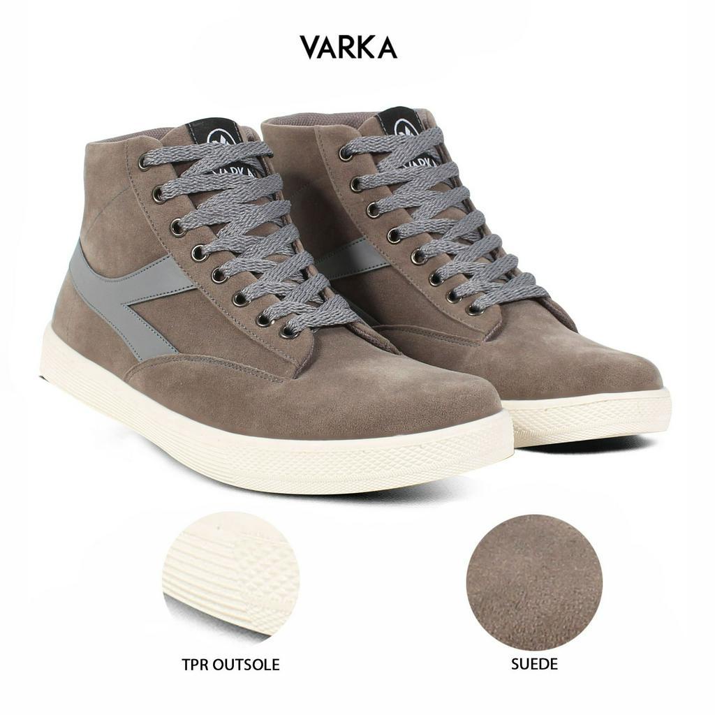 Sepatu Sneakers Pria V 6069 Brand Varka Sepatu Semi Boots Kuliah Kerja Jalan Jalan Harga Murah Berkualitas - Abu