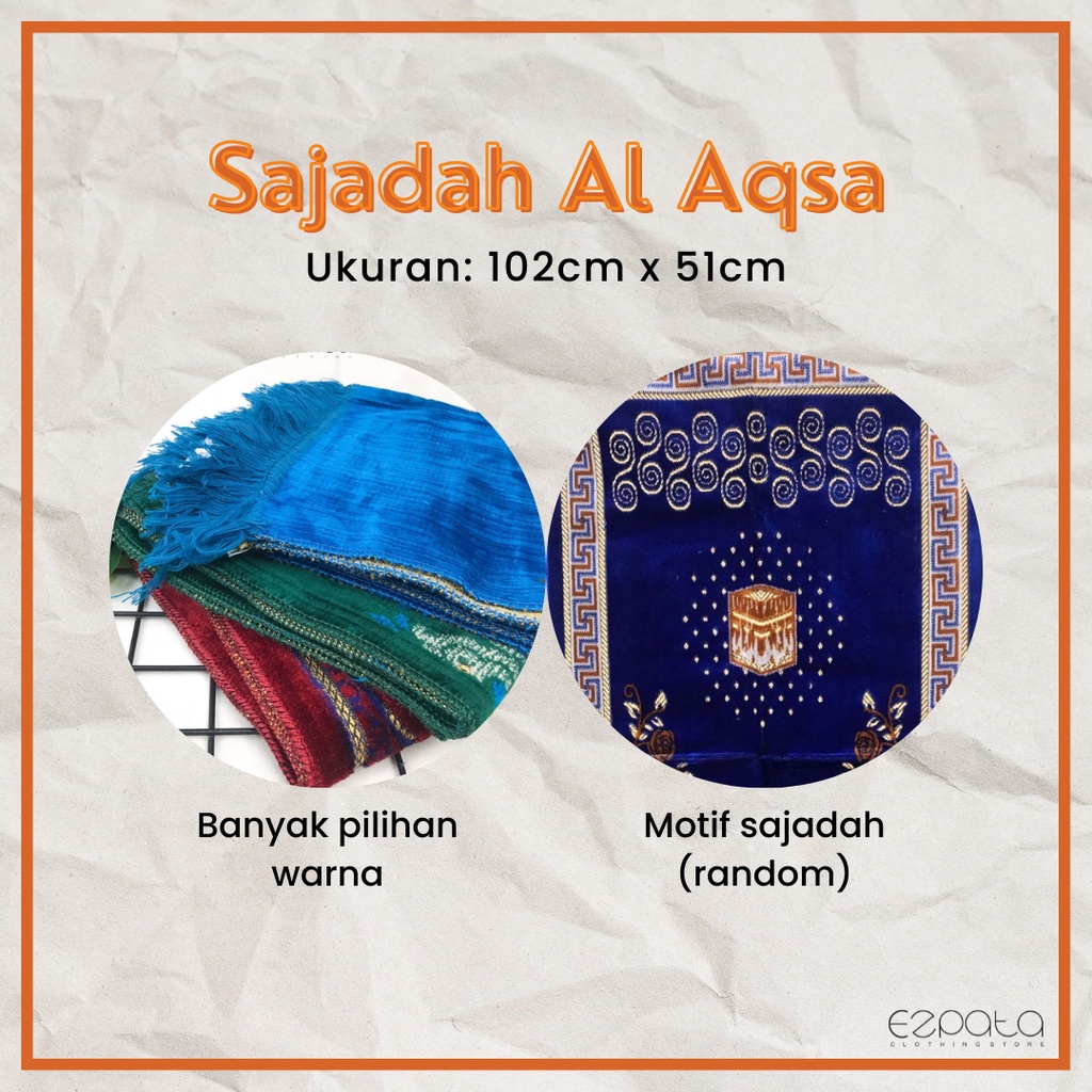 Ezpata Sajadah Sholat Tanggung Al Aqsa Kualitas Super Murah Ukuran 102x51cm Oleh-oleh Haji Umroh Motif Warna Random Kualitas Terbaru