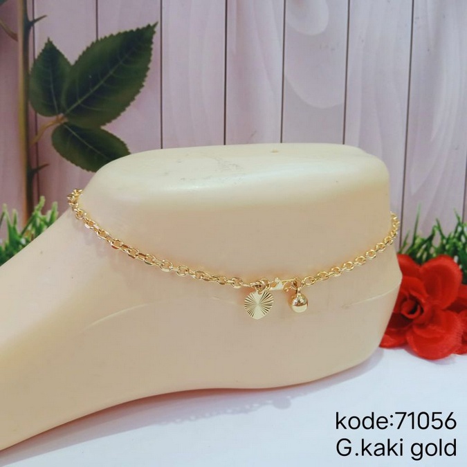 71056.29 Gelang Kaki Titanium Model Rantai Lapis Emas 24k