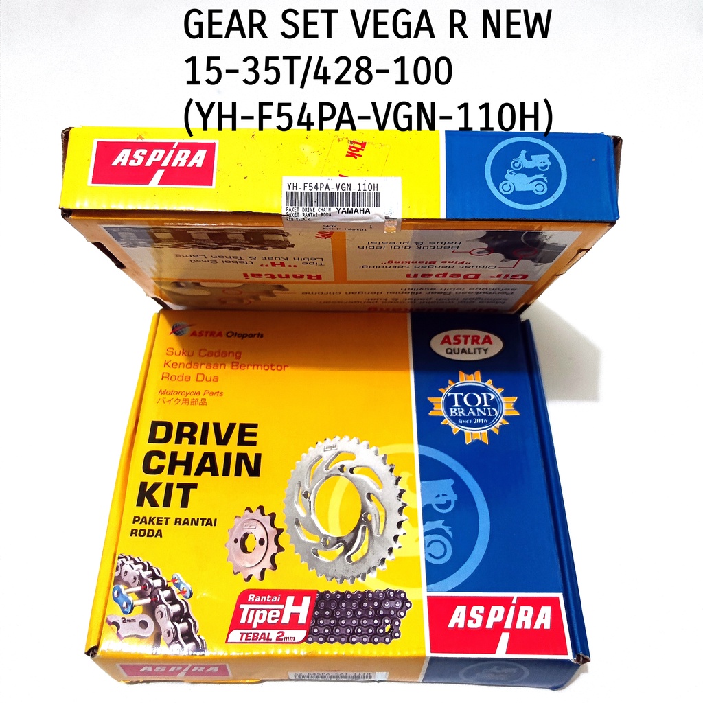 GEAR SET DEPAN BELAKANG PLUS RANTAI VEGA R NEW 15-35T/428-100 (YH-F54PA-VGN-110H)  ASPIRA ASTRA OTOPART