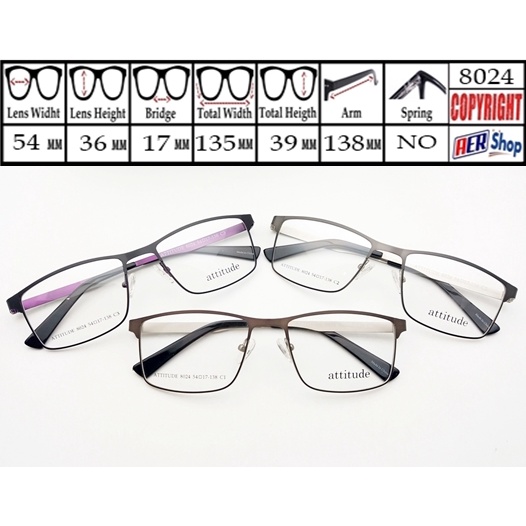 8024. Frame original ATTITUDE frame kacamata minus kotak terbaru