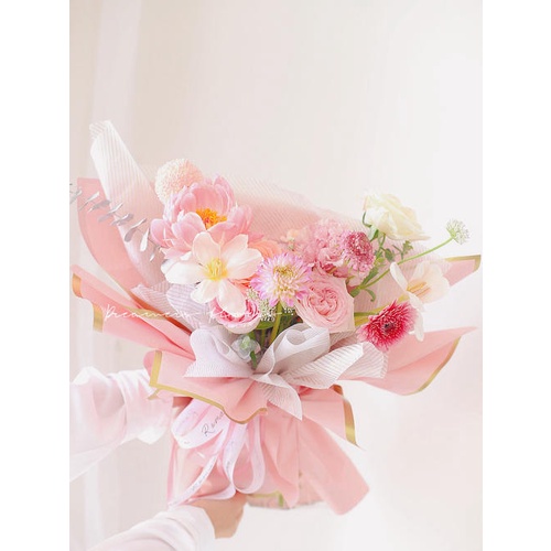 Kertas Buket Bunga Cellophane Bucket Wrapping Paper Florist Solid Gold Line Grosir