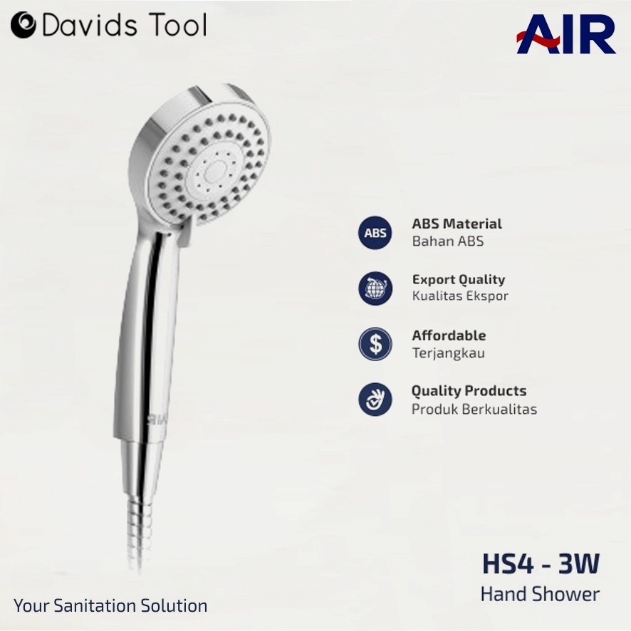 Kepala Hand Shower Set Kamar Mandi Head Sower AIR  Chrome HS4-3W