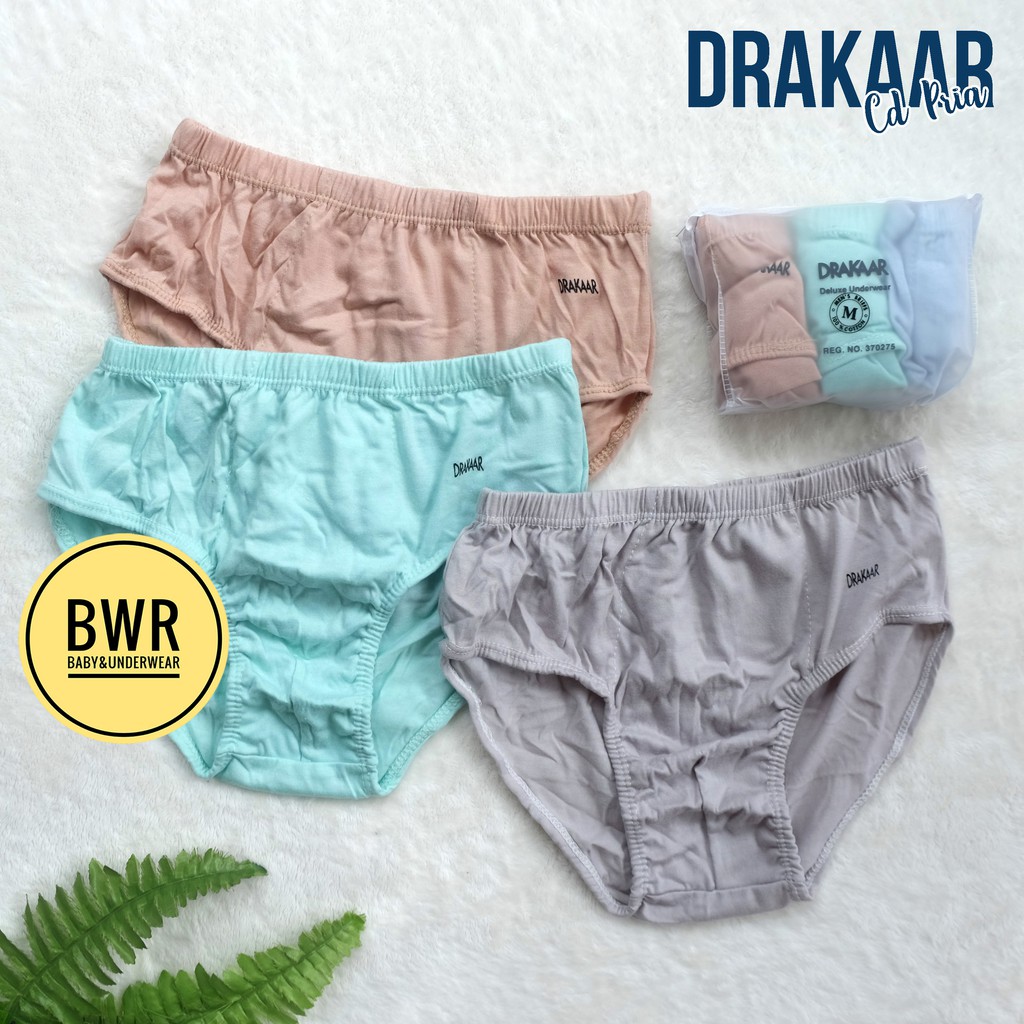 [ 3pc ] CD DRAKAAR DOMPET [ IV R-U] Celana Dalam Sempak Pria Karet Kerut Drakar - Bwr