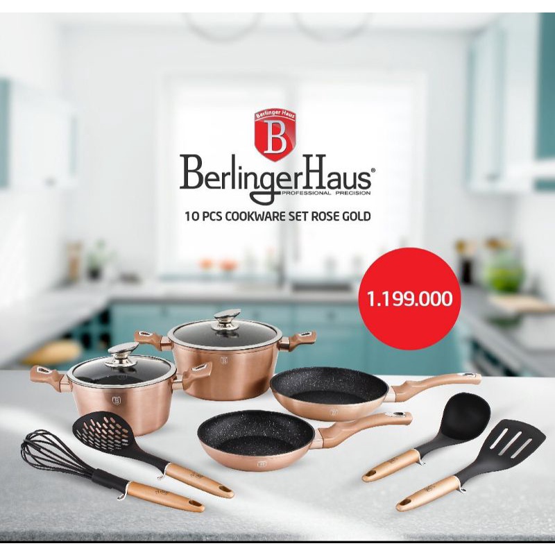 BerlingerHaus 10pcs cookware rose gold/panci sultan