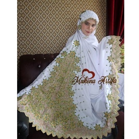 MUKENA BORDIR MEWAH MUKENA BORDIR PUTIH MOTIF/WARNA BUNGA MATAHARI | MUKENA EDISI MAHAR - MUKENA SES