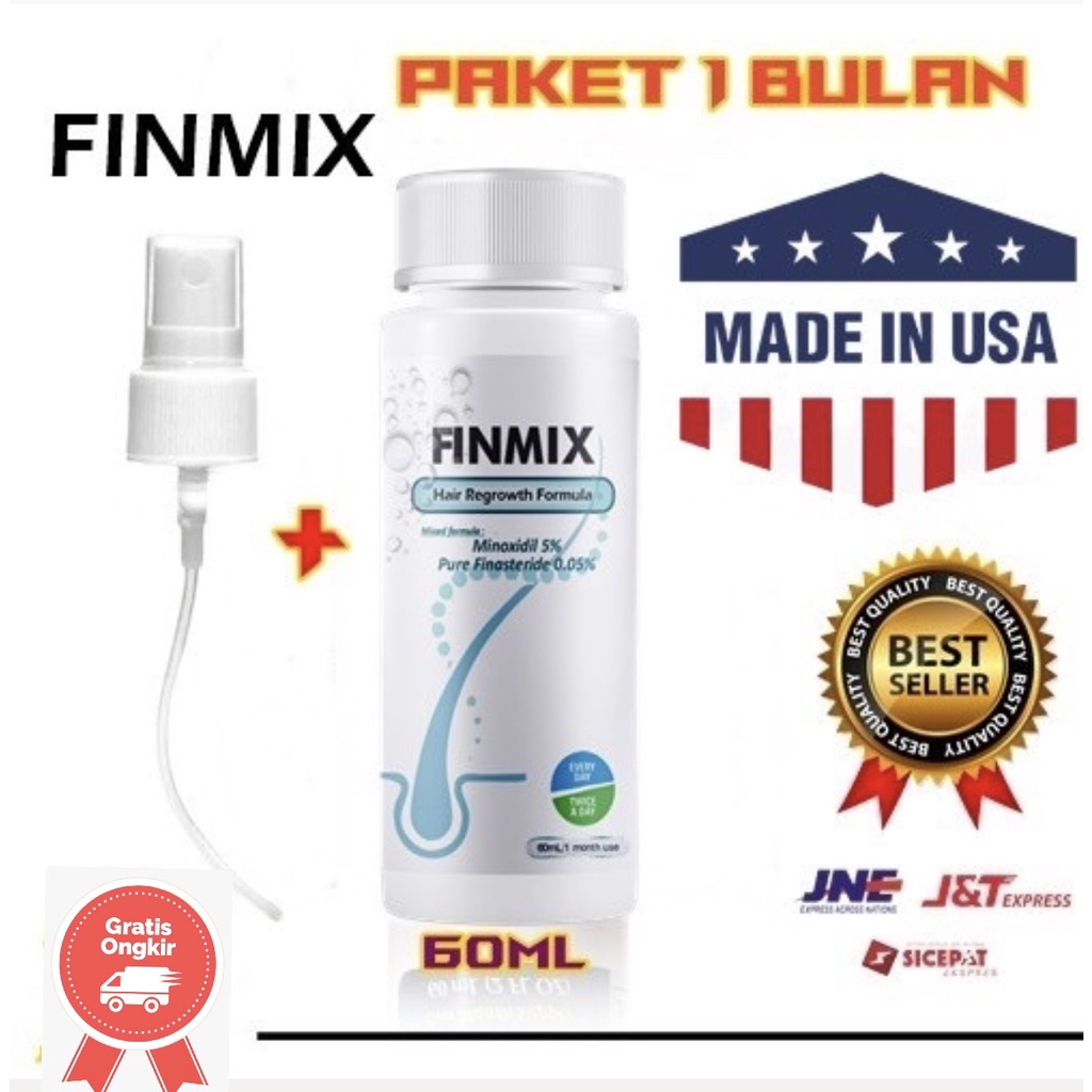 BestSeller FINMIX Minoxidil 5% Finas 0.05% 60mL Penumbuh Rambut Original USA Terbukti Menumbuhkan Ja