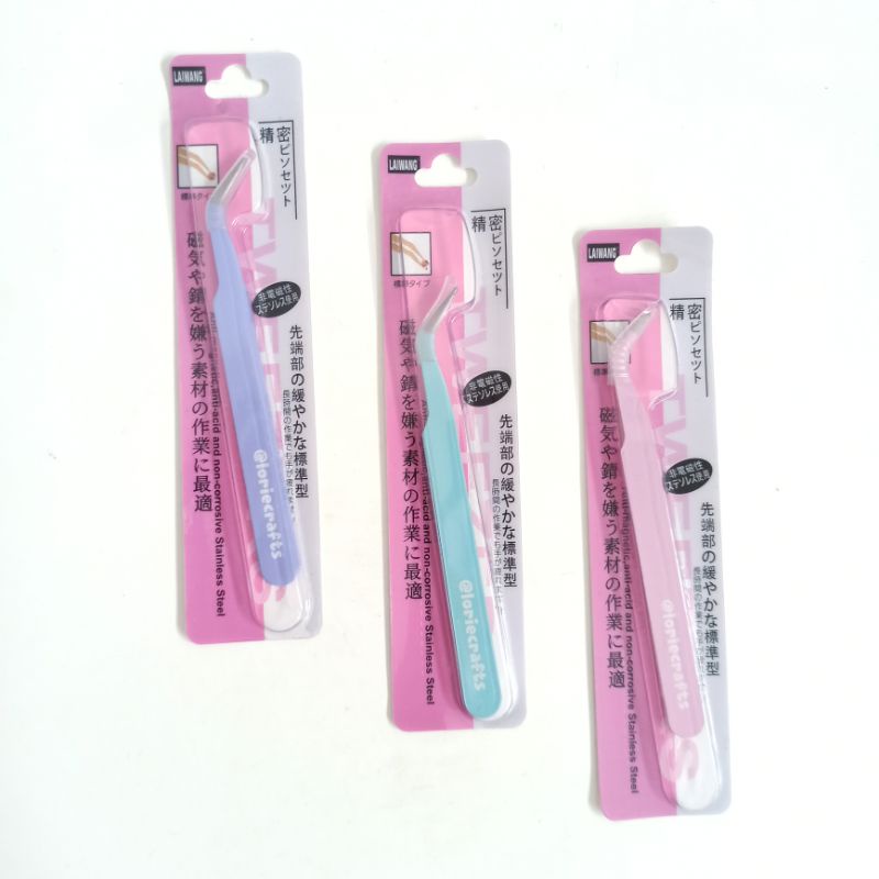 Pinset lengkung bengkok stainless steel capit planner tweezer pastel