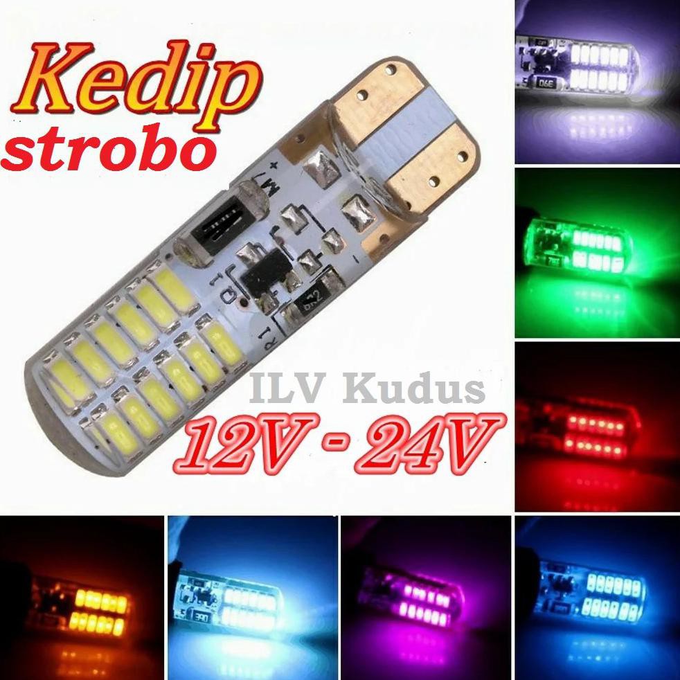 Lampu Led T10 Cumi 24V 24 Volt Kedip Strobo 2 Mode Bus Truk