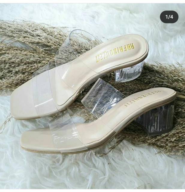 Sendal Invy kaca heels transparan sepatu wanita